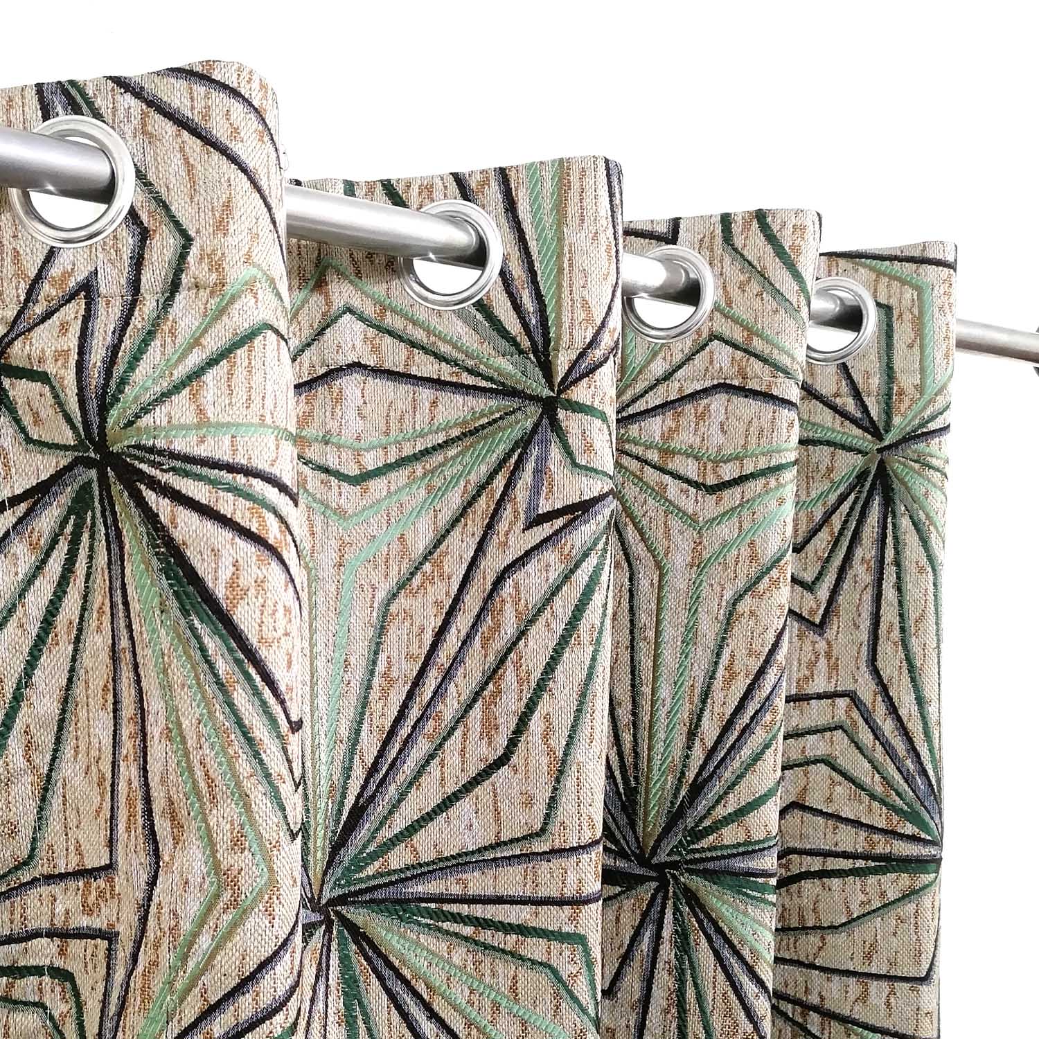 Thick Viscose Curtain Green & Black Stars