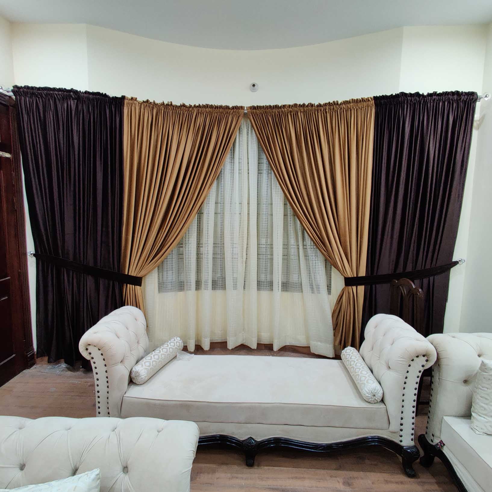 Premium Net Sheer Chiffon Curtain Box Thread