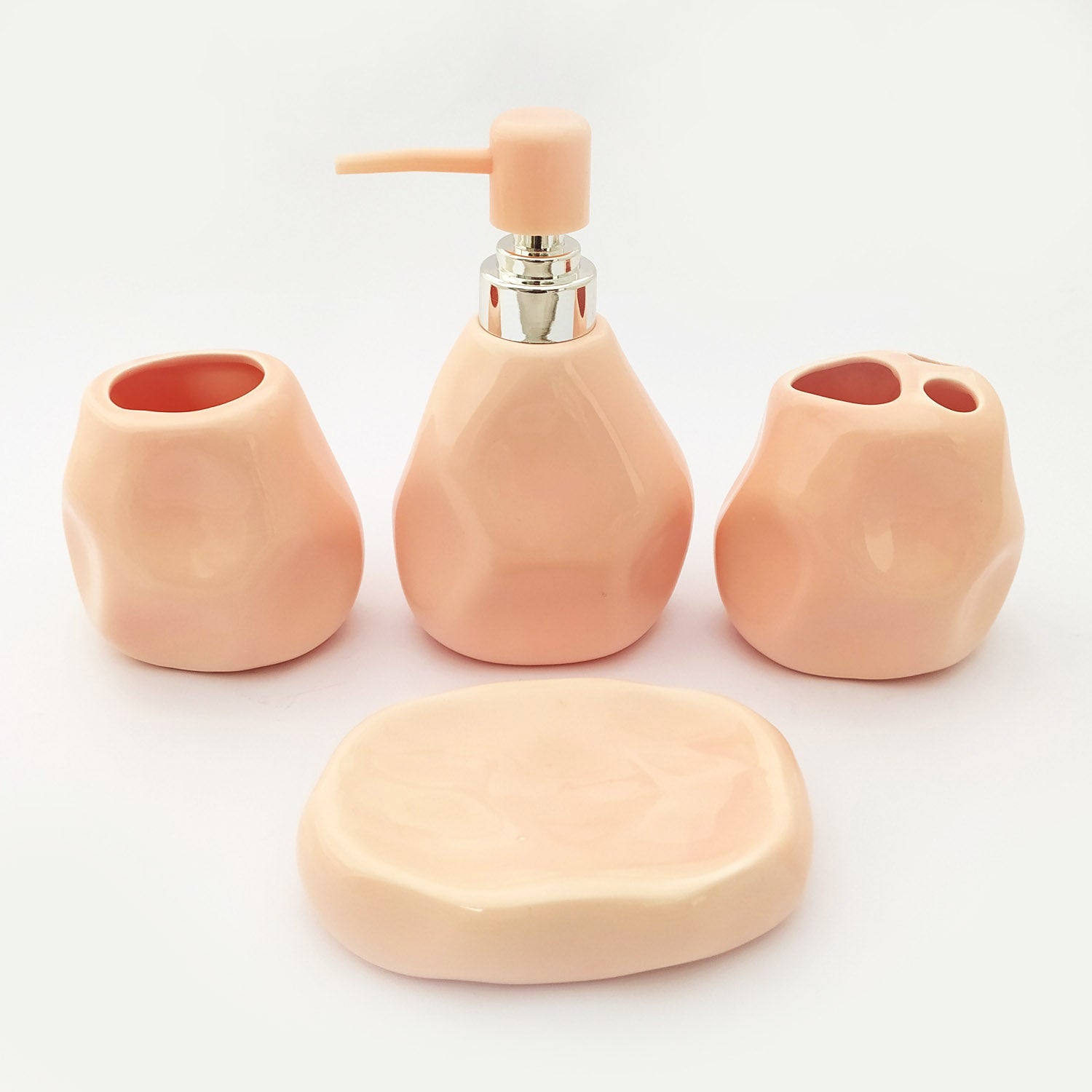 River Stone Pink Big Ceramic Bath set