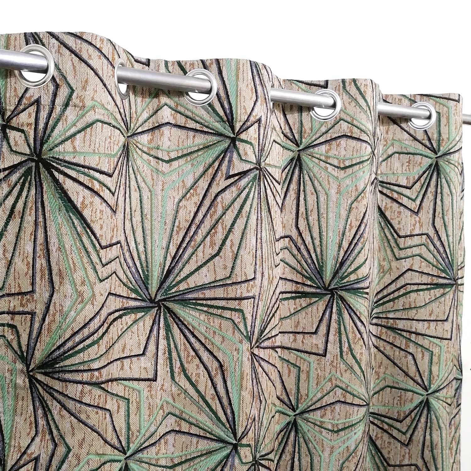Thick Viscose Curtain Green & Black Stars
