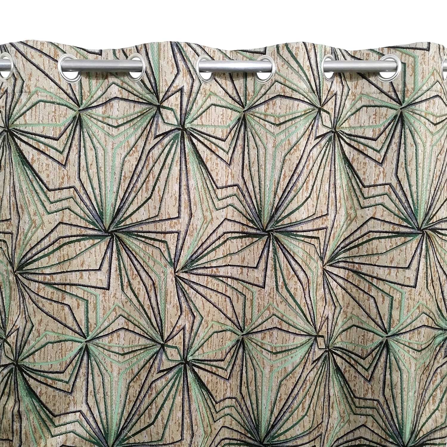 Thick Viscose Curtain Green & Black Stars