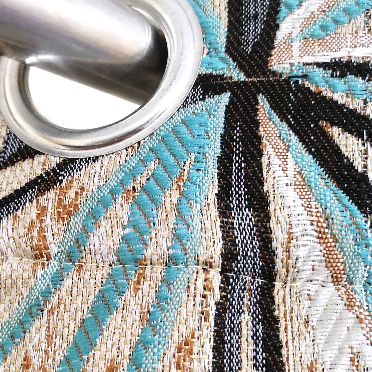 Thick Viscose Curtain Turquoise & Black Stars