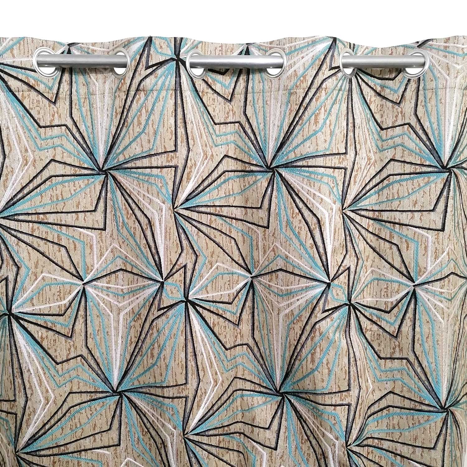 Thick Viscose Curtain Turquoise & Black Stars