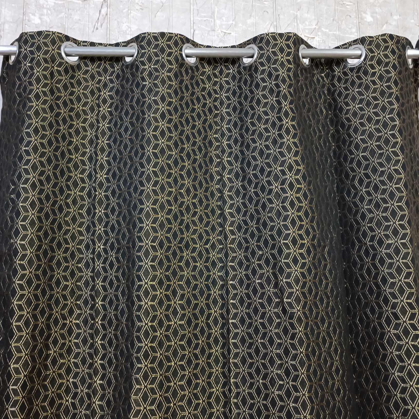 Thick Viscose Curtain Golden on Black Base