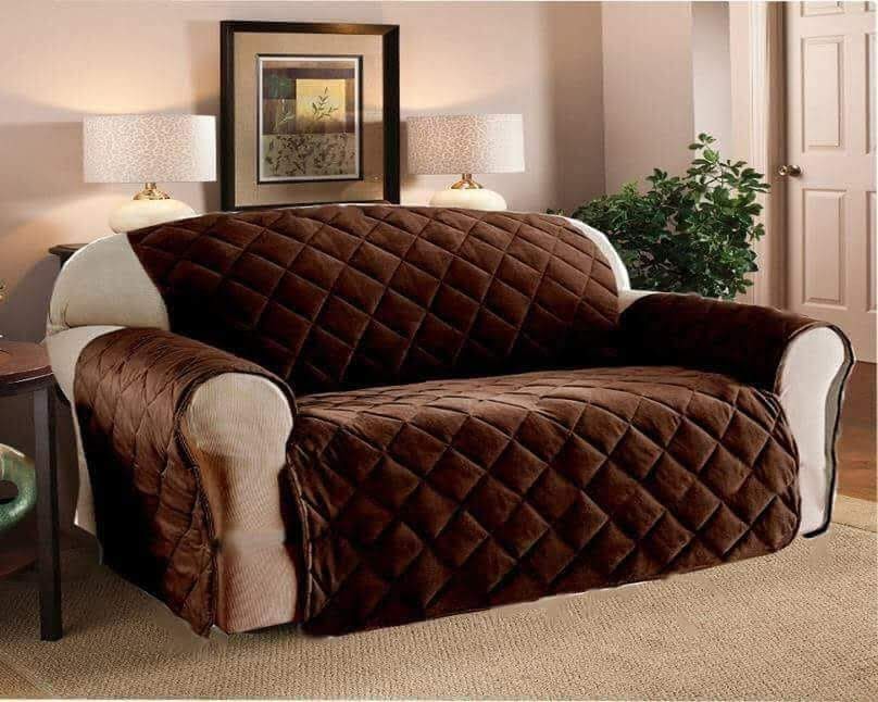 Brown Quilted Sofa Cover - 300 GSM