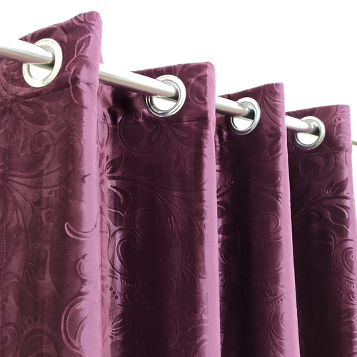 Self Embossed Velvet Curtain Shiny Purple
