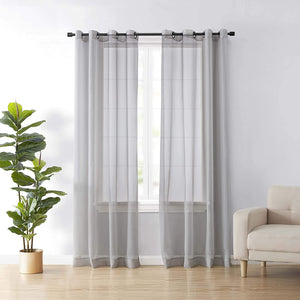 Plain Grey Net Sheer Chiffon Curtain