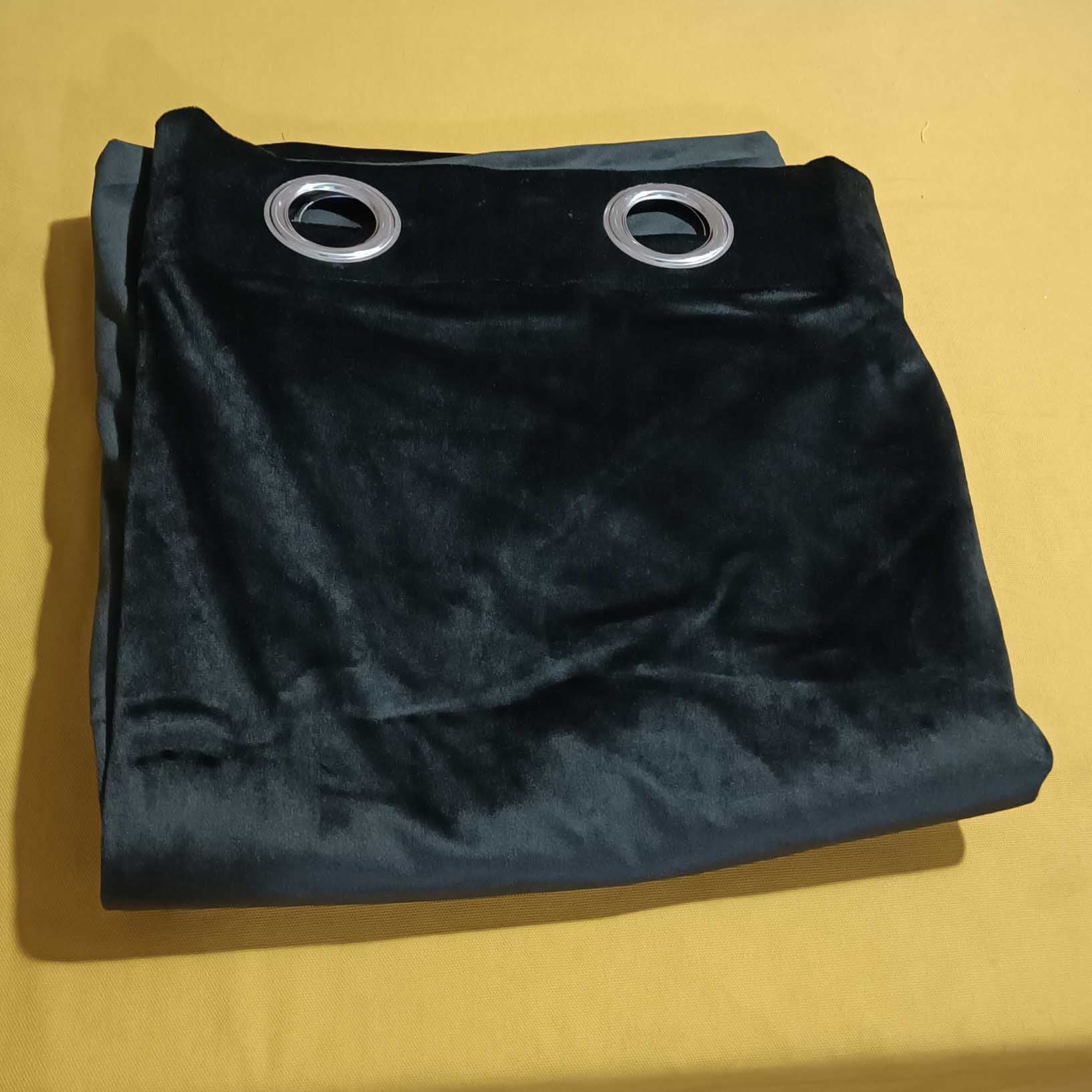 Plain Velvet Curtain Black