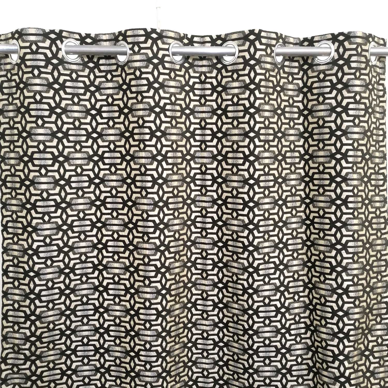 Thick Viscose Curtain Dark Brown on Off-White Base