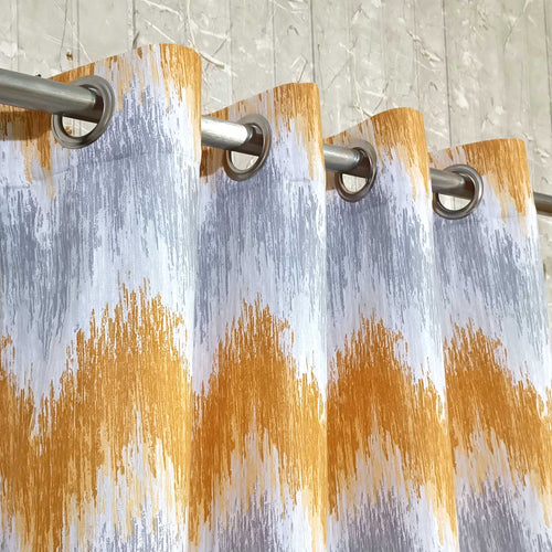 Last 1 left Transmission Waves Yellow Grey  Duck Cotton Curtain