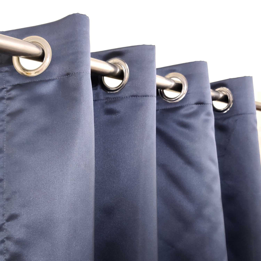 Plain Silk Curtain Navy Blue
