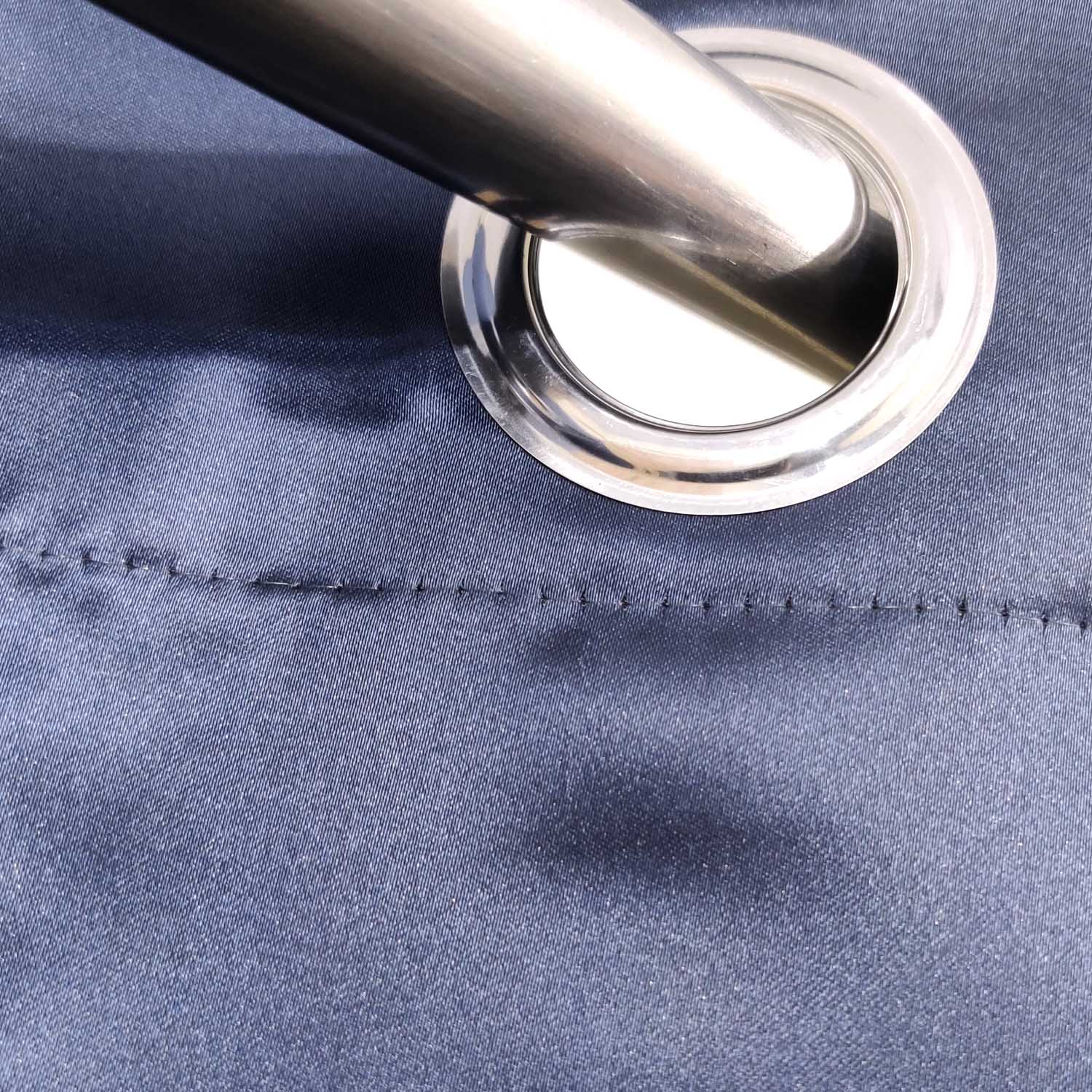 Plain Silk Curtain Navy Blue