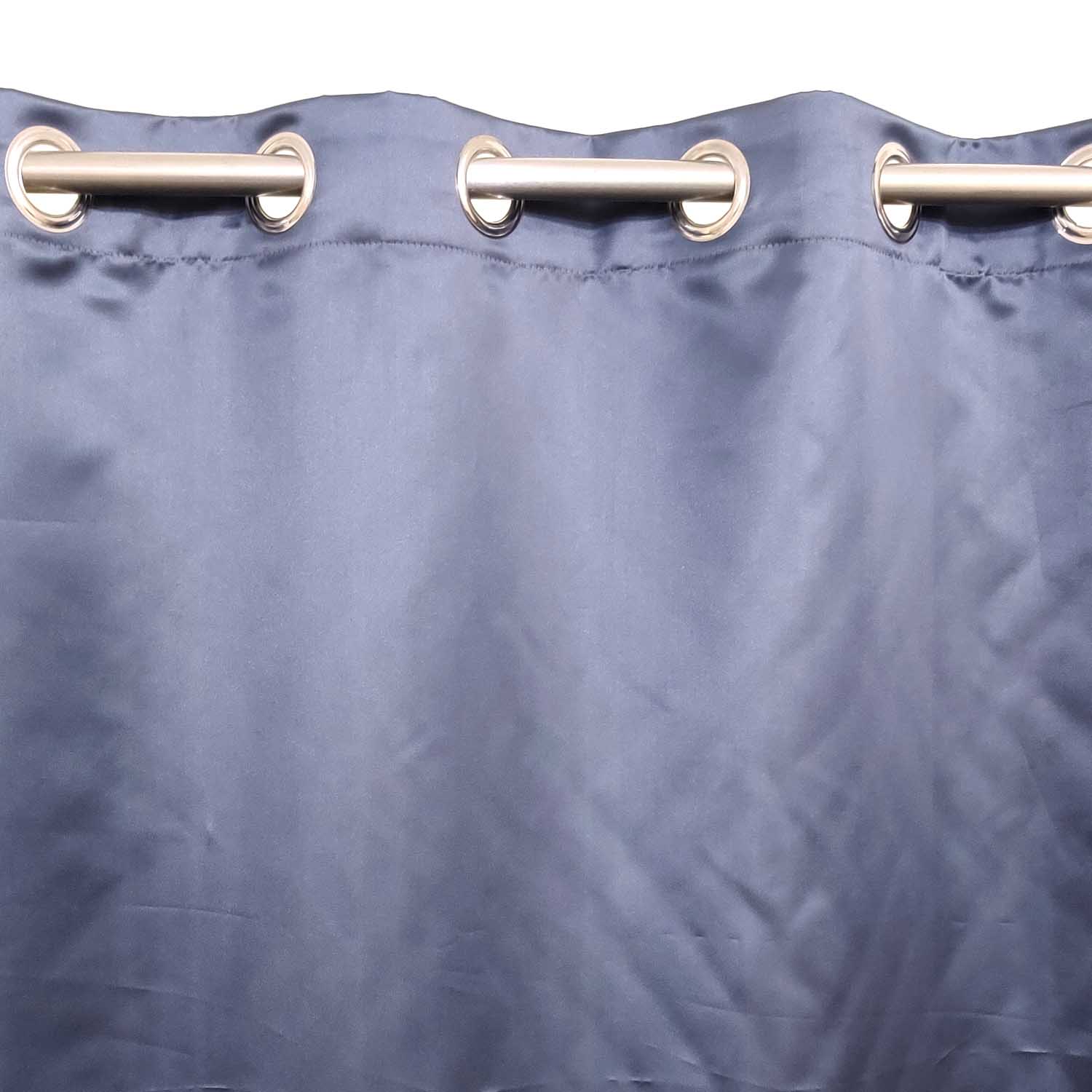 Plain Silk Curtain Navy Blue