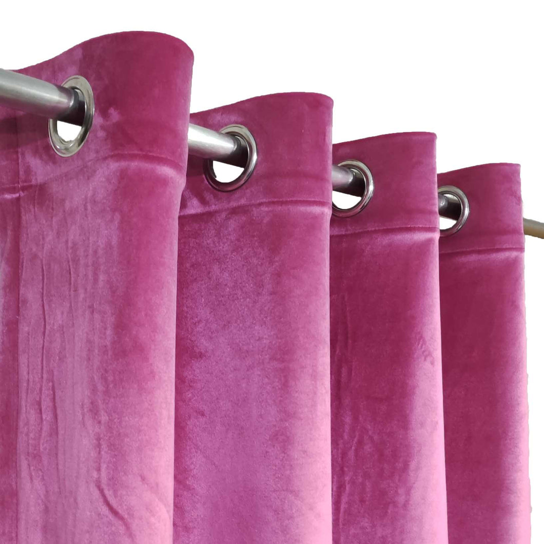 Plain Velvet Curtain Pink