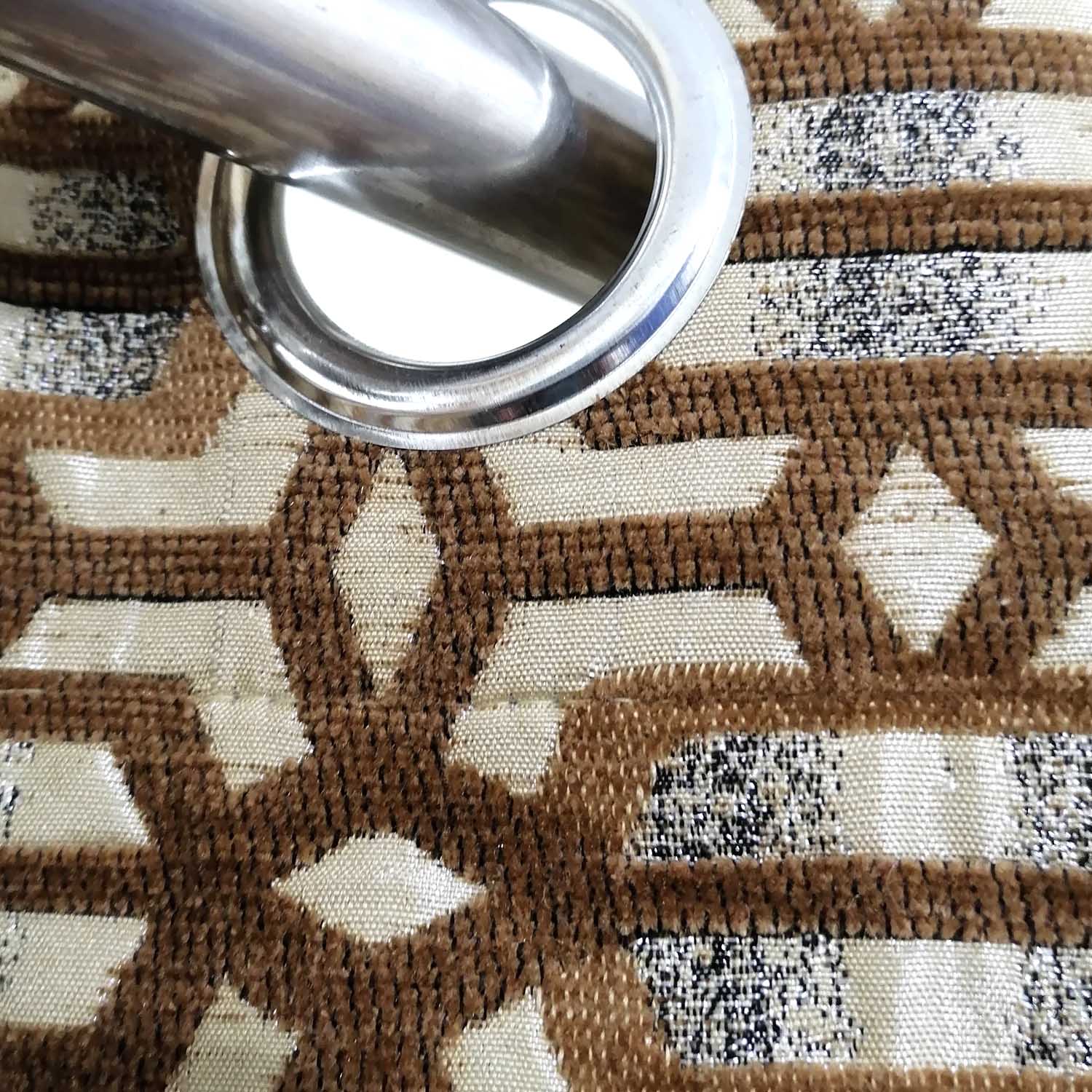 Thick Viscose Curtain Lite Brown on Off-White Base
