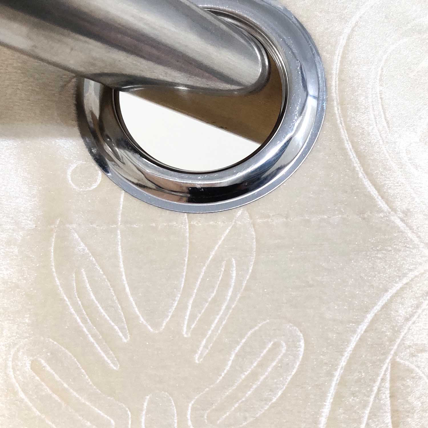 Self Embossed Velvet Curtain Cream Color