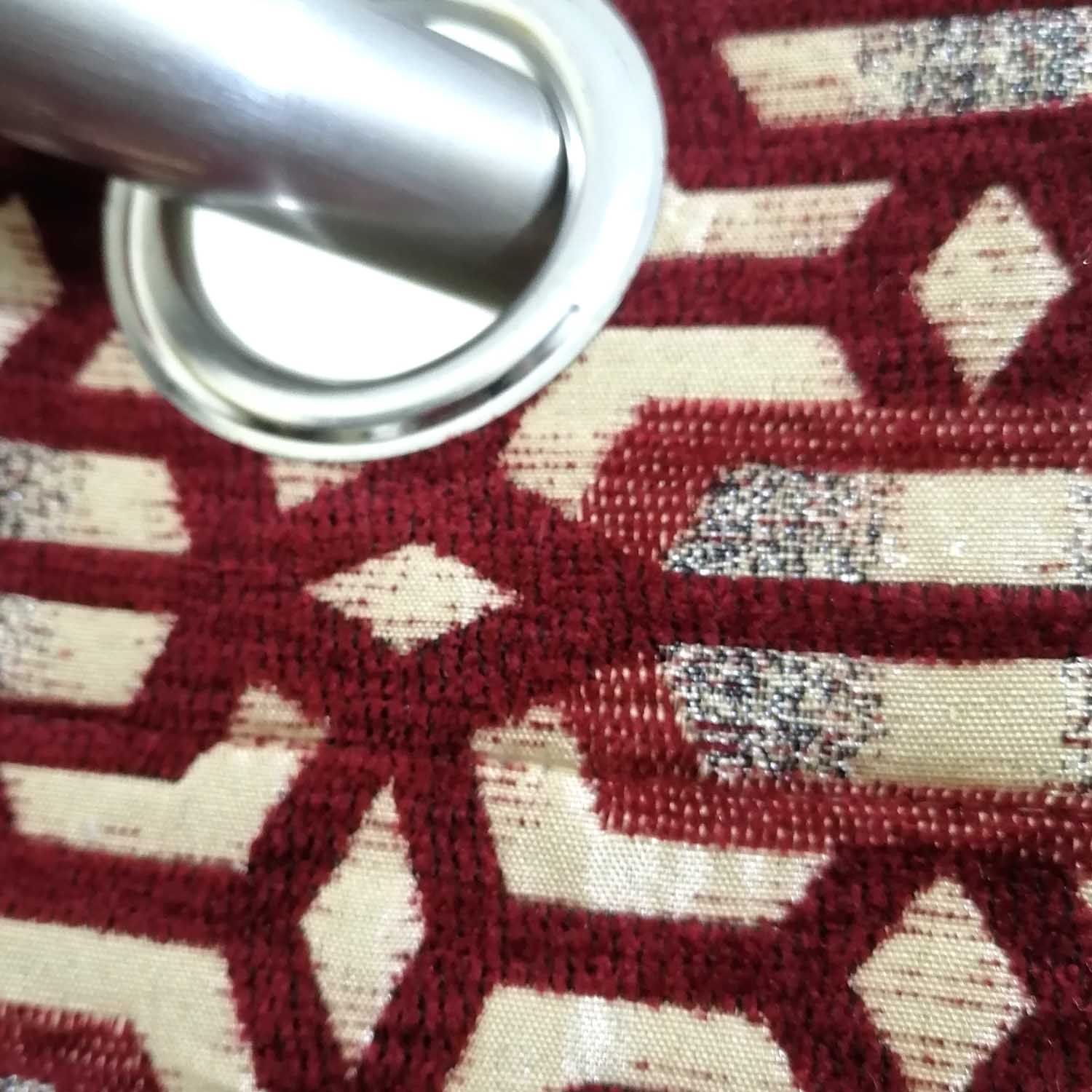 Thick Viscose Curtain Maroon on Off-White Base
