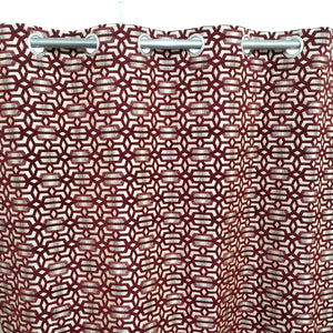 Thick Viscose Curtain Maroon on Off-White Base