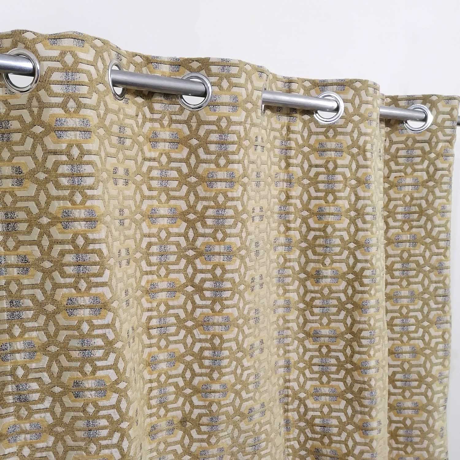 Thick Viscose Curtain Golden on Off-White Base