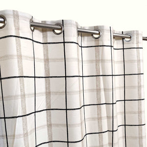 Off-White Checkered Duck Cotton Curtain