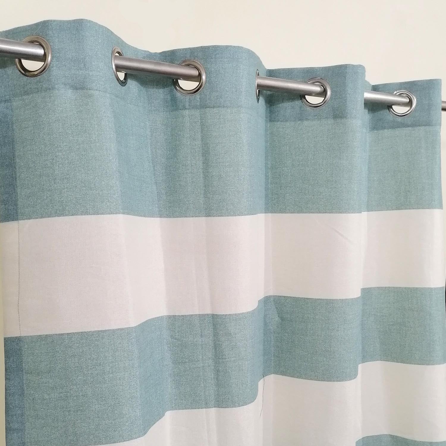 Green White Mega Stripes Duck Cotton Curtain(NEXT)