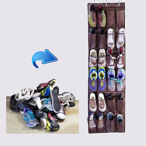 24 Pocket Shoe Hanger Home Over The Door Hanging Organizer Storage Holder Rack Closet Shoes