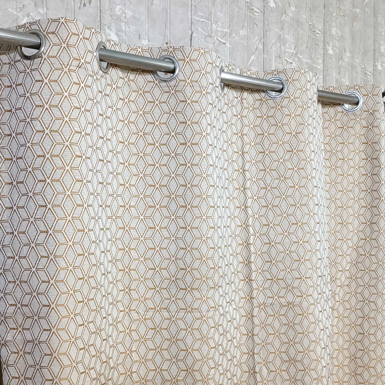 Thick Viscose Curtain Brown on Off-White