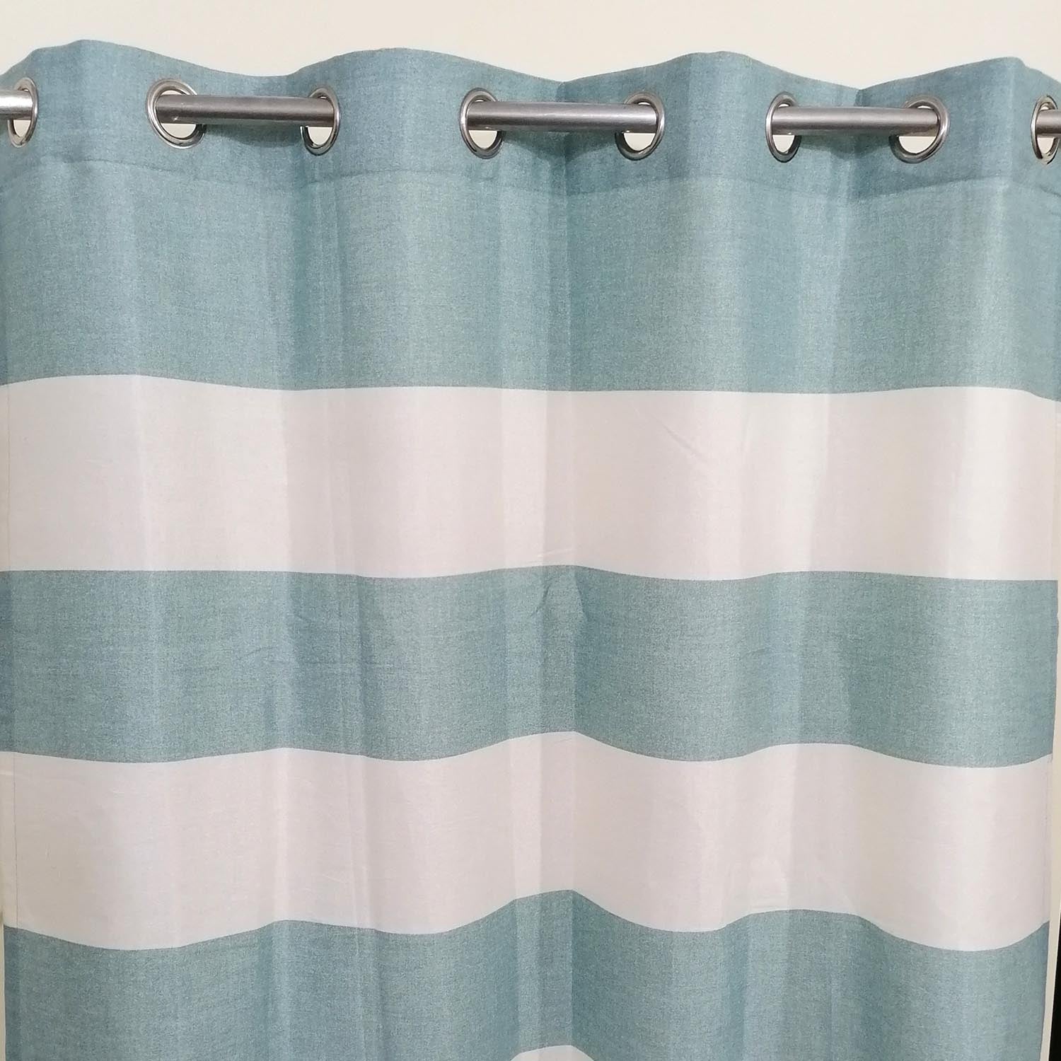 Green White Mega Stripes Duck Cotton Curtain(NEXT)
