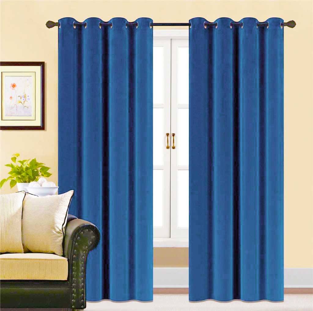Plain Velvet Curtain Royal Blue
