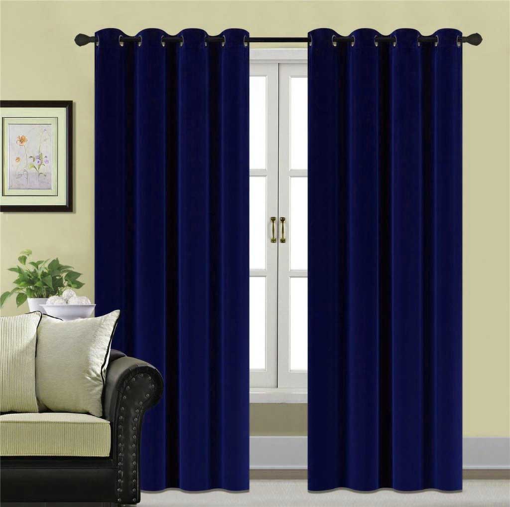 Plain Velvet Curtain Purple Blue