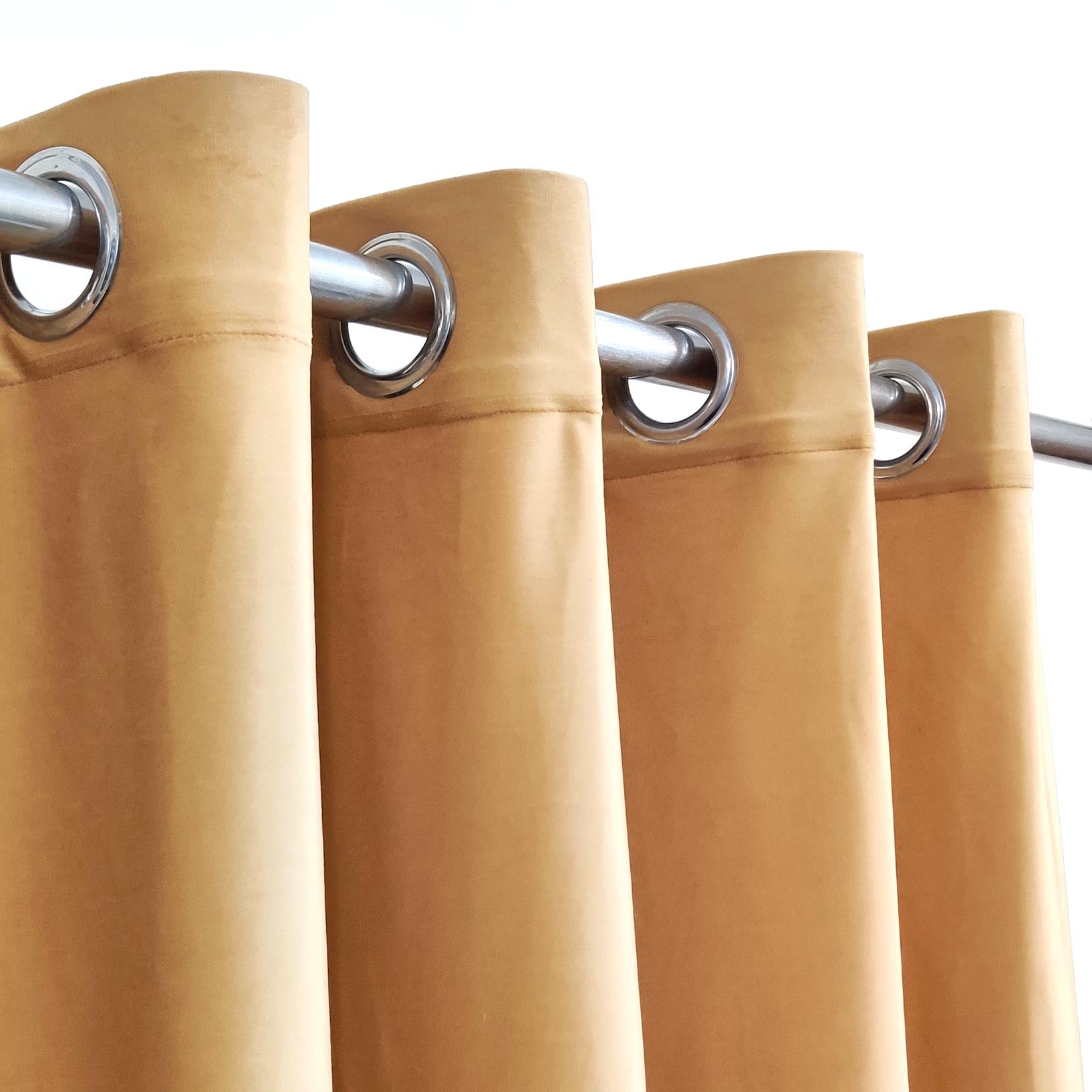 Plain Velvet Curtain Khaki