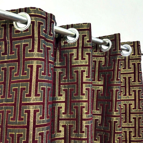 Thick Viscose Curtain Versace Maroon