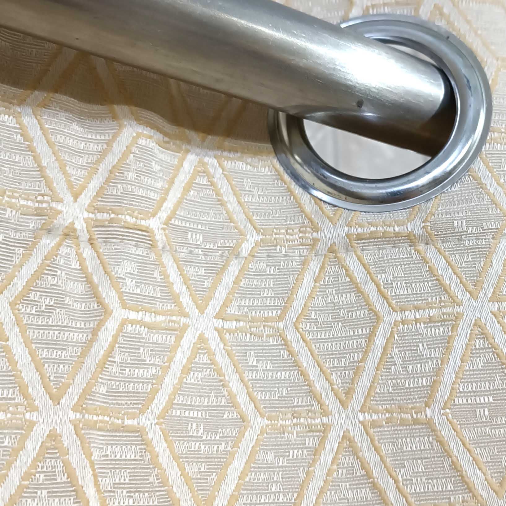Double Width Thick Viscose Curtain Golden on Off-White (2 Pcs Available Only)