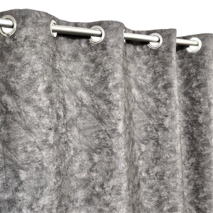 Leatherette Shaded Velvet Curtain Grey