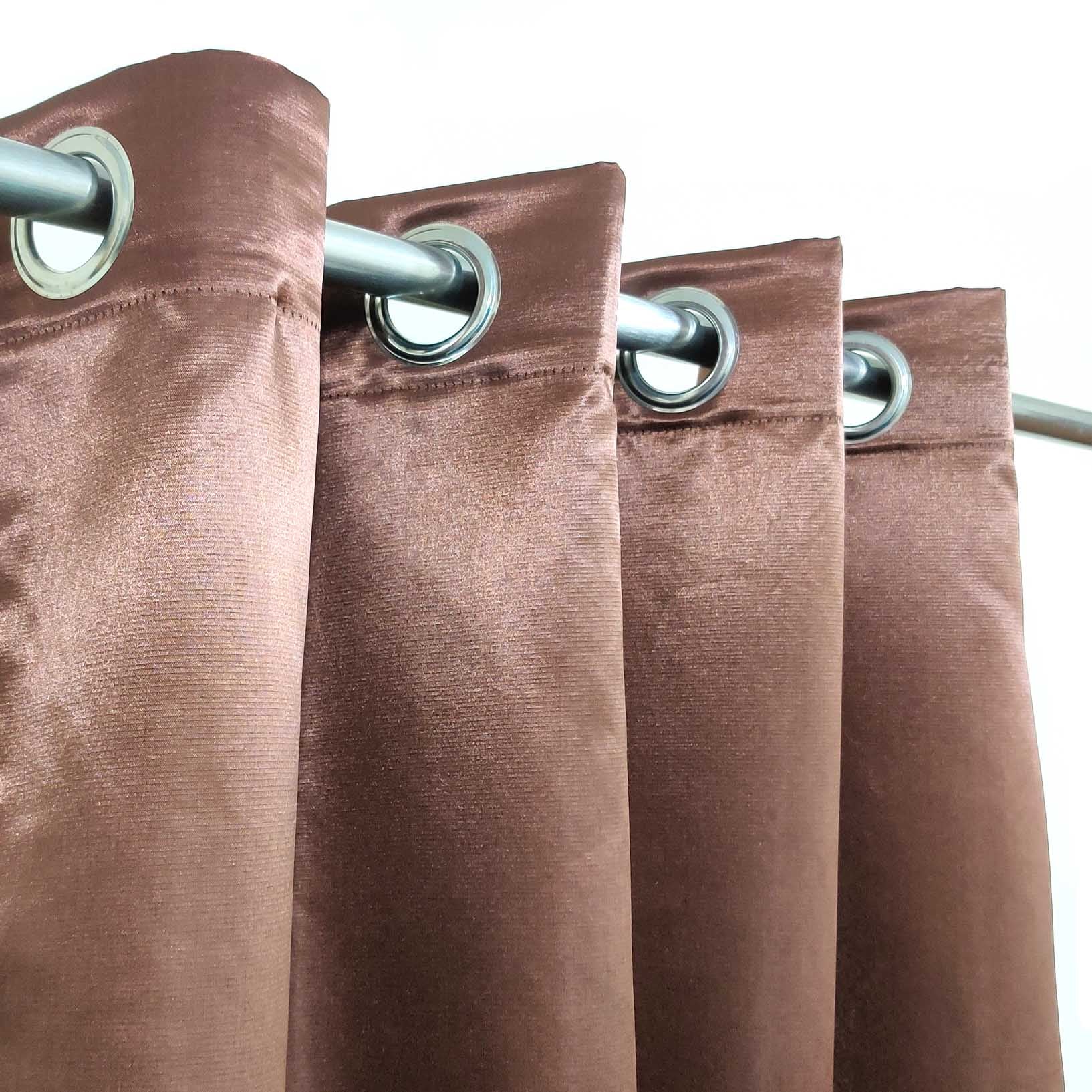 Plain Silk Curtain Brown