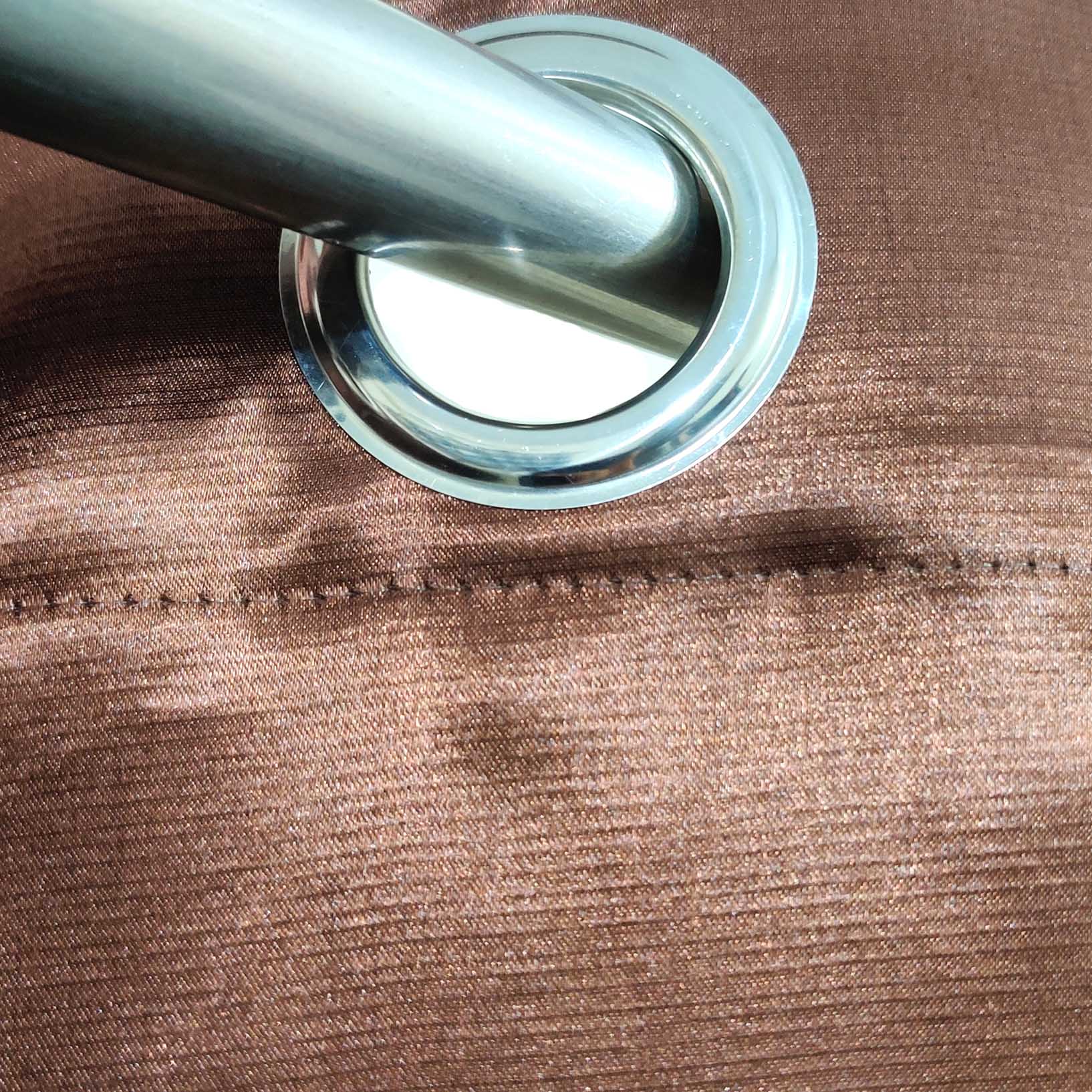 Plain Silk Curtain Brown