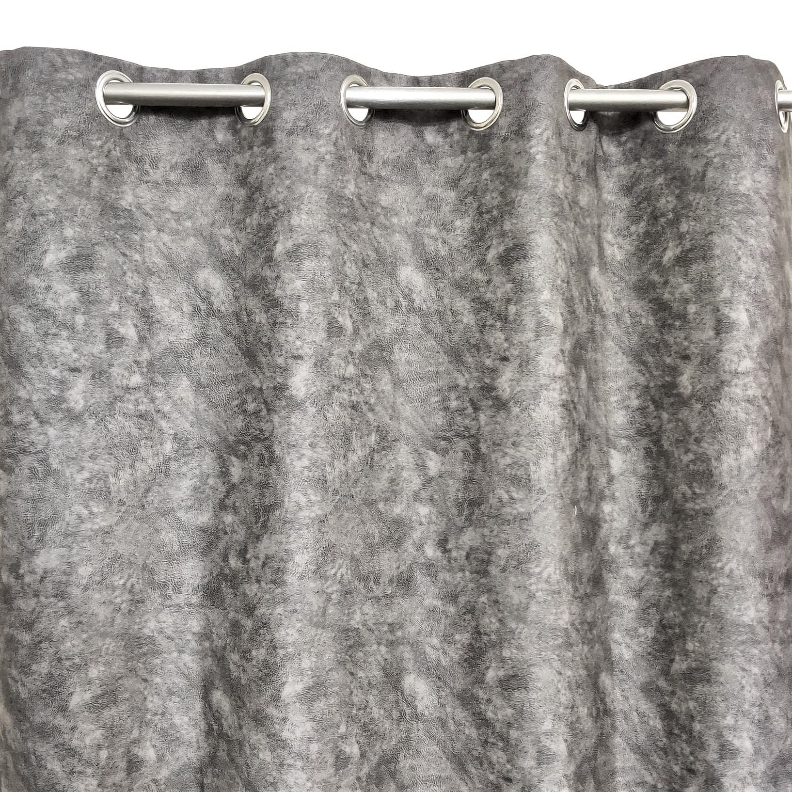 Leatherette Shaded Velvet Curtain Grey