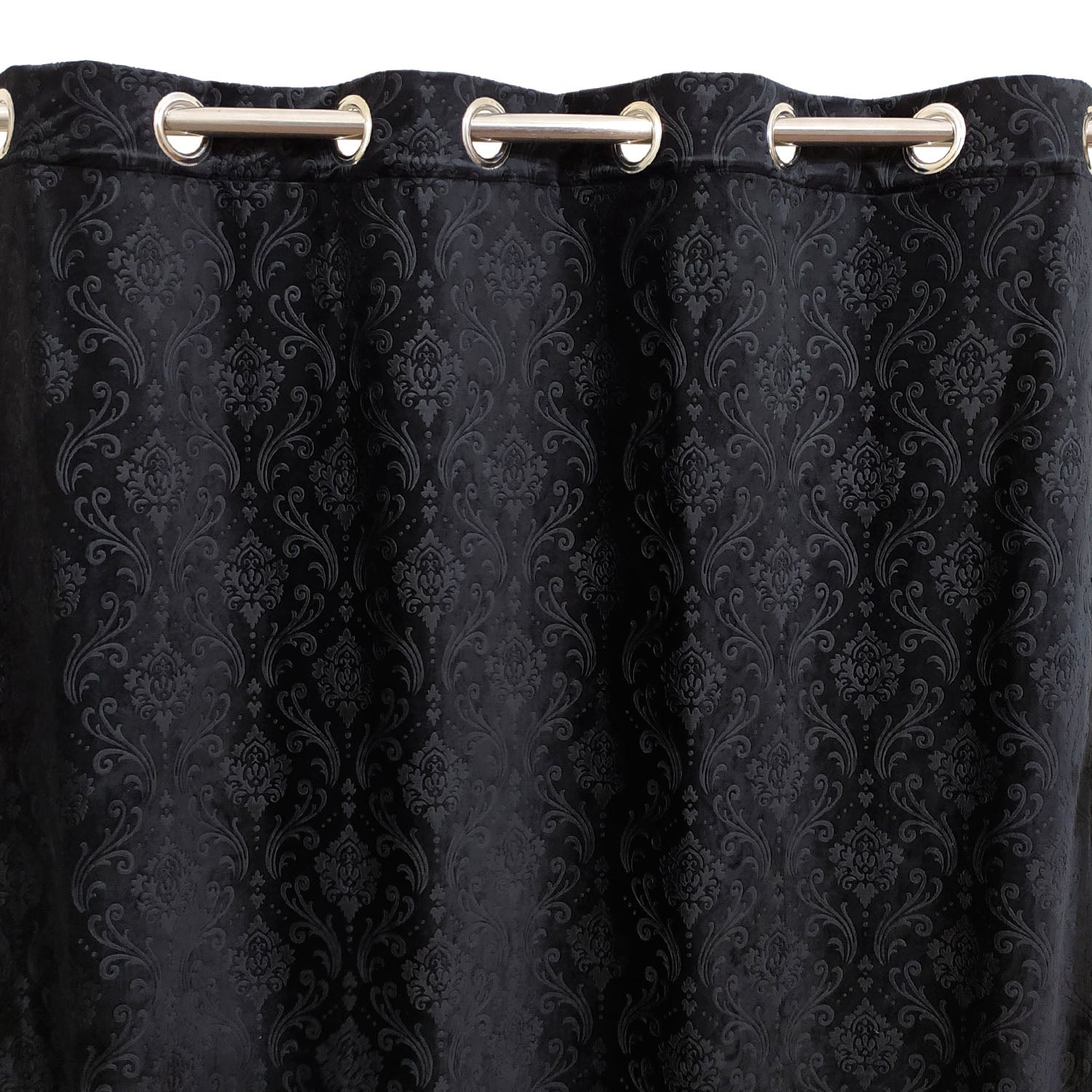 Self Embossed Velvet Curtain Black