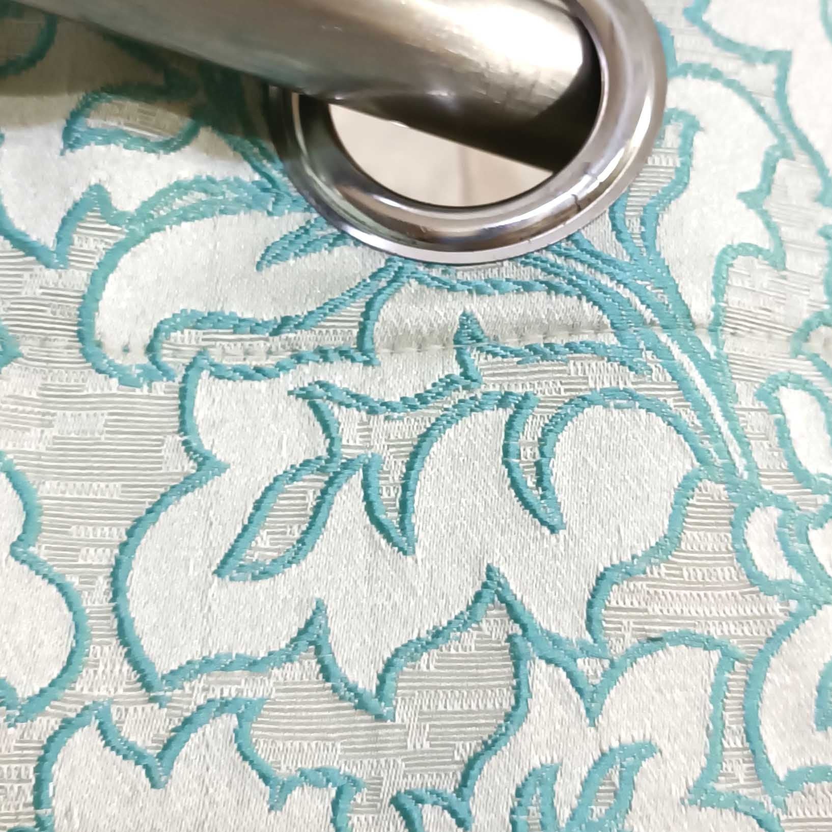 Thick Viscose Curtain Green on Off-White