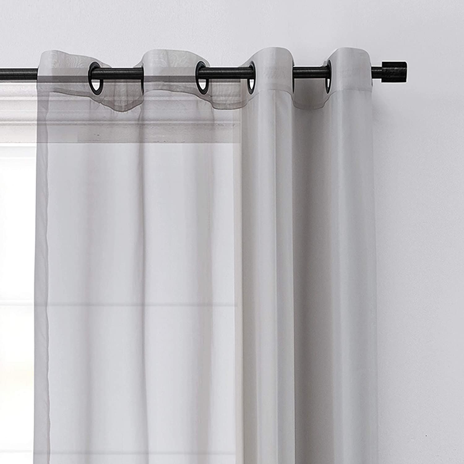 Plain Grey Net Sheer Chiffon Curtain