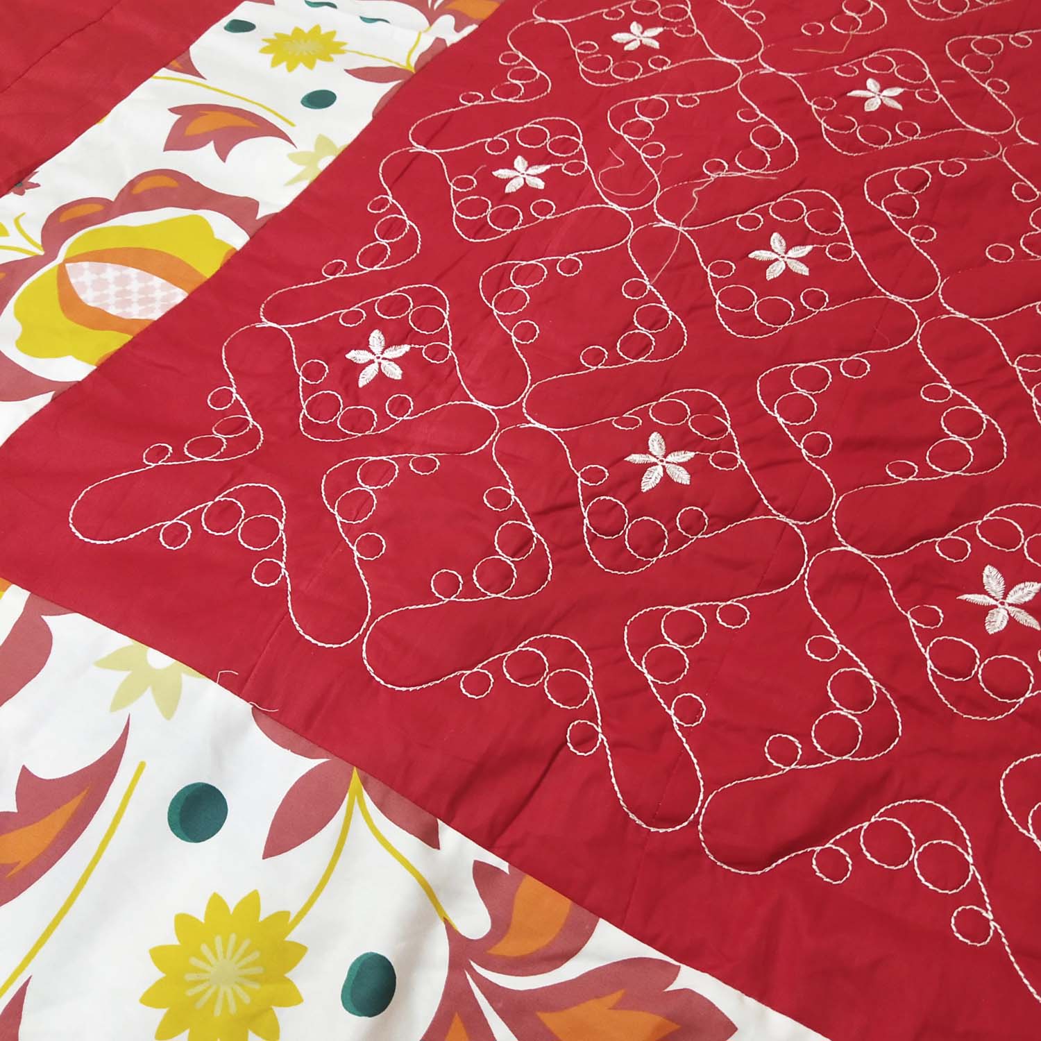 Patch Work King Size Bed Sheet With Two Pillow Cases