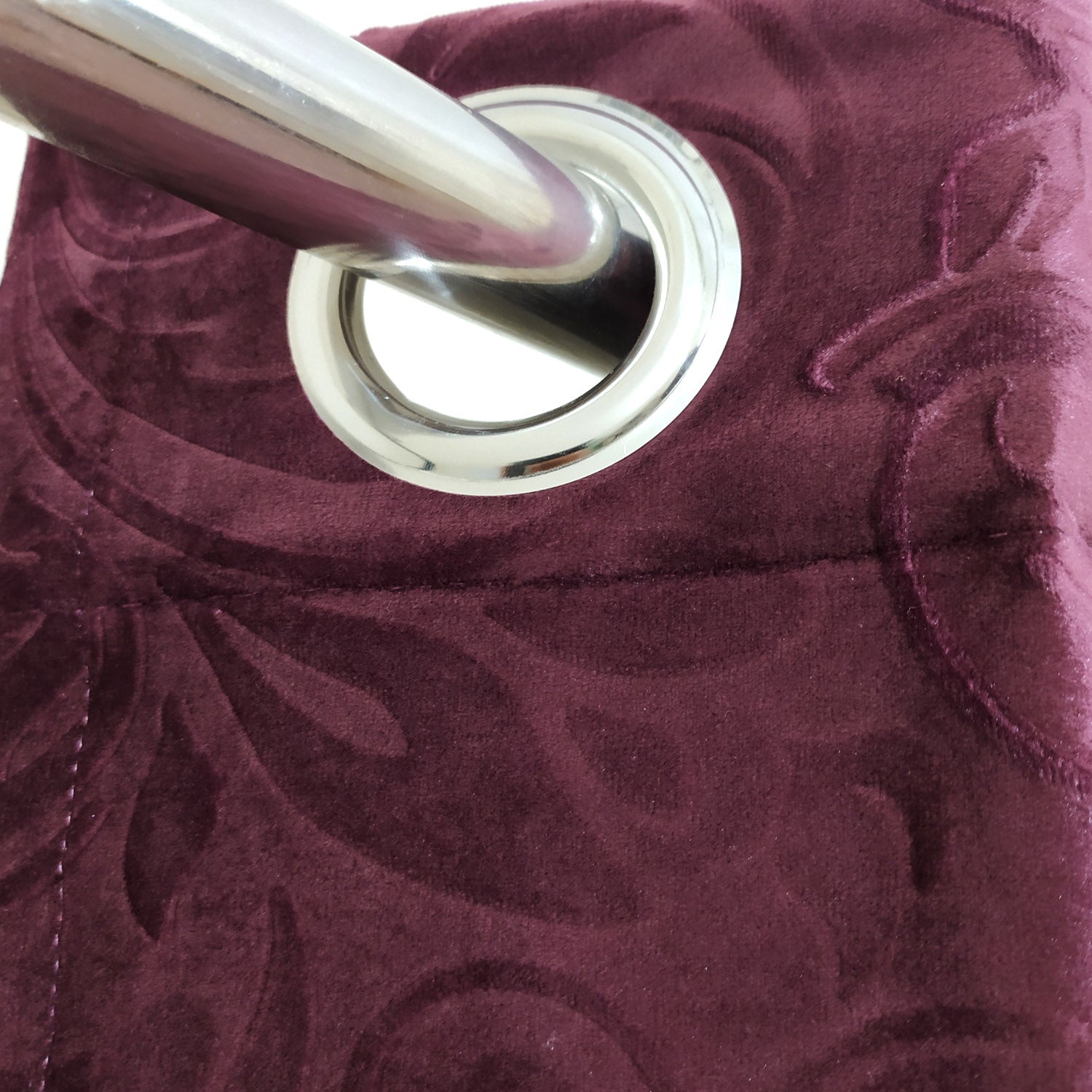 Self Embossed Velvet Curtain Shiny Purple