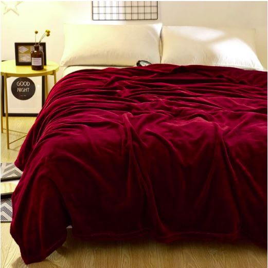 Plain Fleece Blanket for Mild Weather Maroon