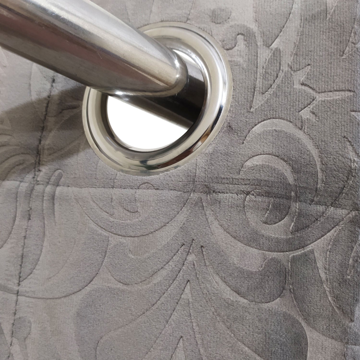 Self Embossed Velvet Curtain Grey