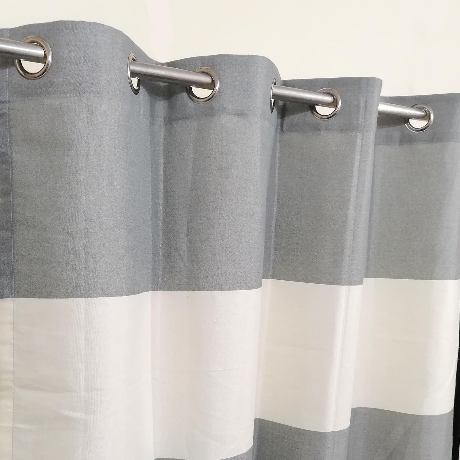 Last 1 left Grey White Mega Stripes Duck Cotton Curtain(Next)