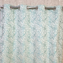Thick Viscose Curtain Green on Off-White