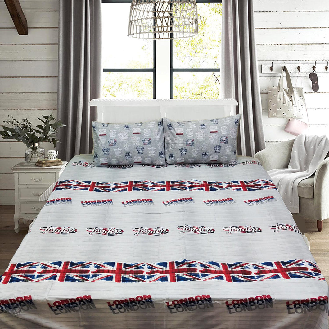 London  King Size Bed Sheet With Two Pillow Cases