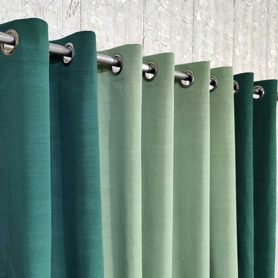 Pair of Plain Duck Cotton Curtain Green & Lite Green Combo