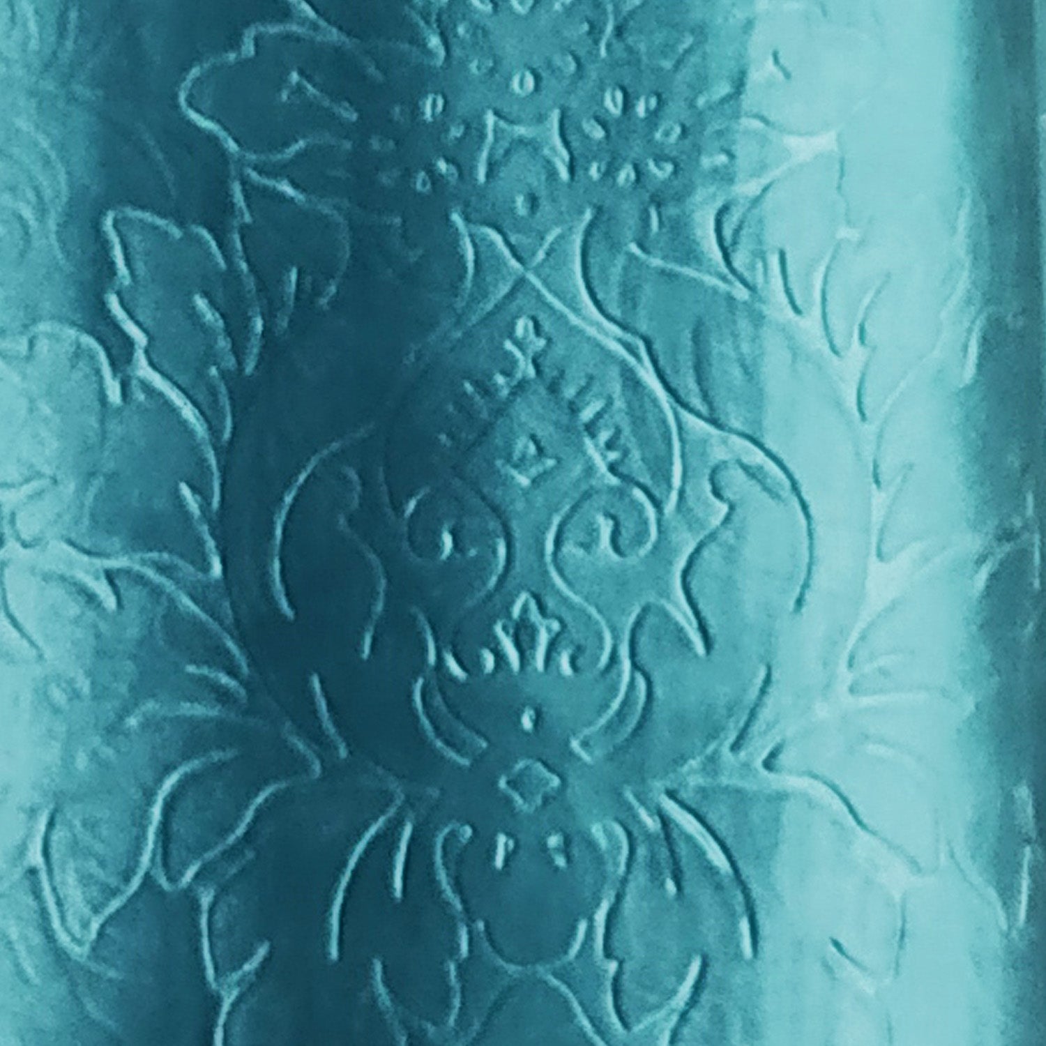 Self Embossed Velvet Curtain Green Single Panel