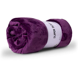 Plain Fleece Blanket for Mild Weather Purple
